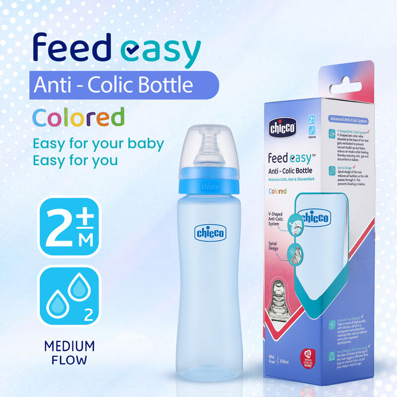 Feed Easy Blue Colored Narrow Neck Feeding Bottle (250ml) image number 1